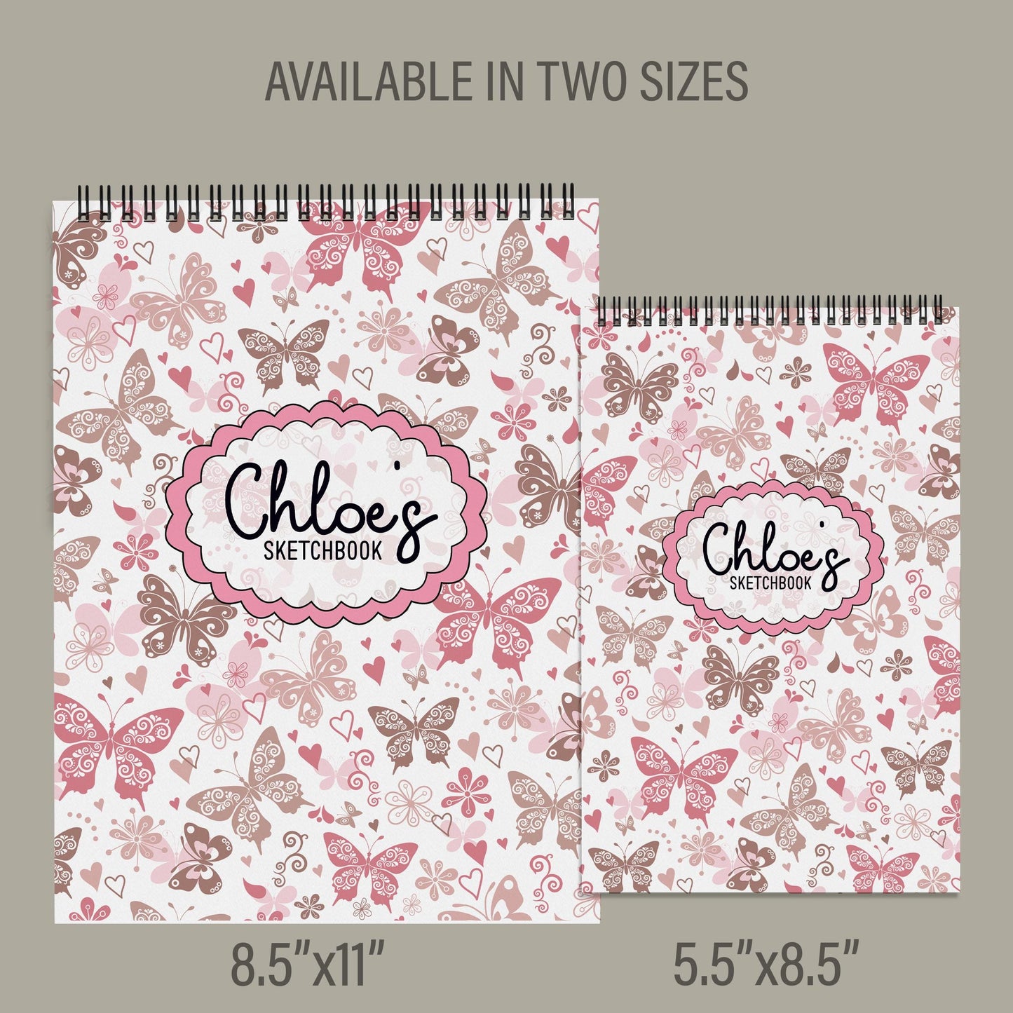 Personalized Kids Sketchbook - Custom Drawing Pad With Name | Butterfly Art Pad