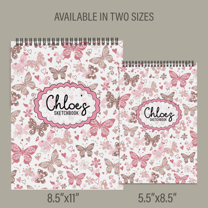 Personalized Kids Sketchbook - Custom Drawing Pad With Name | Butterfly Art Pad