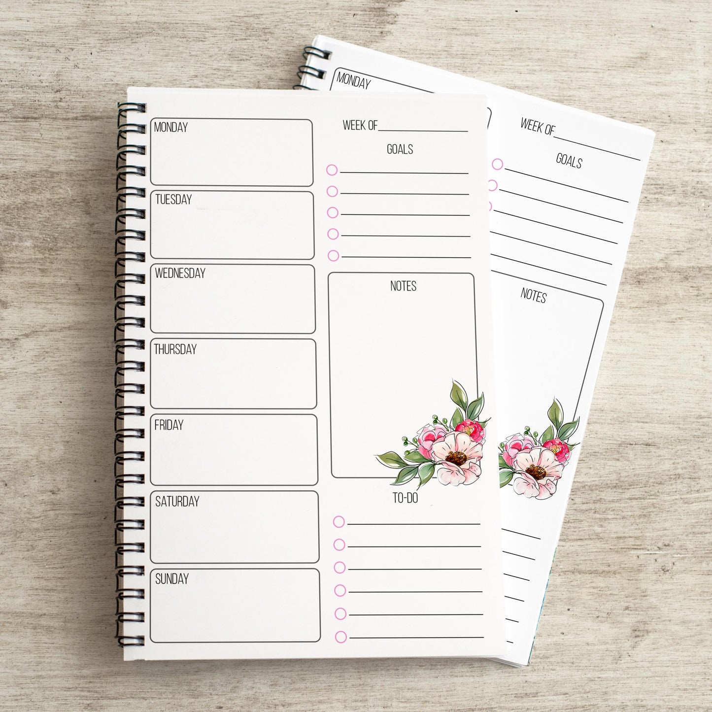 Personalized Weekly Planner | Boho Floral Spiral Bound Notebook With Name & Gift