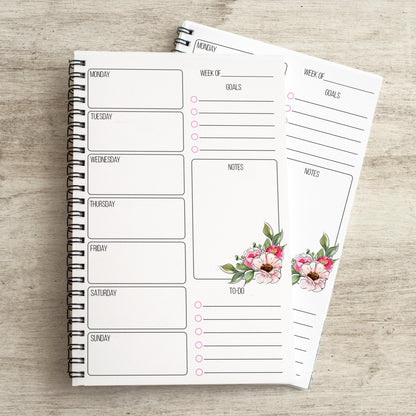 Personalized Weekly Planner | Boho Floral Spiral Bound Notebook With Name & Gift