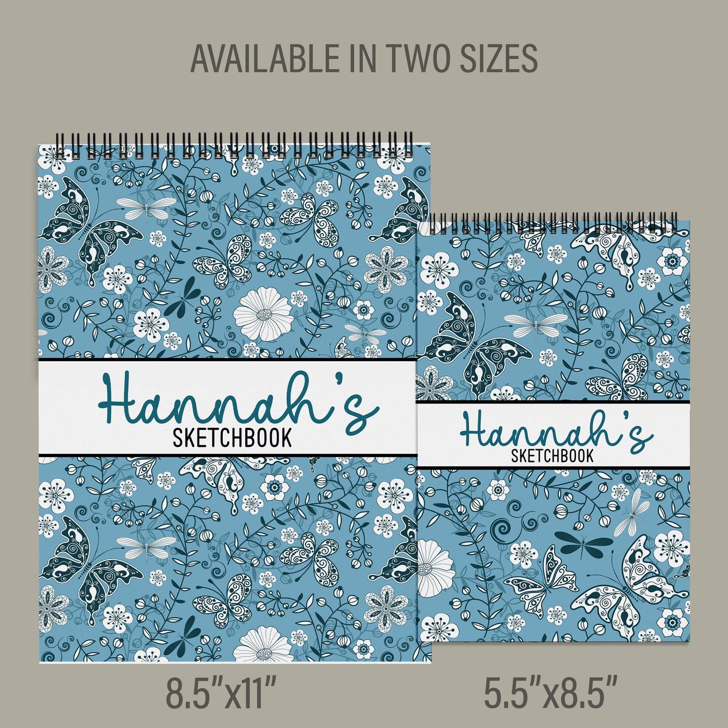 Personalized Kids Sketchbook - Custom Drawing Pad with Butterfly Art Pad & Name