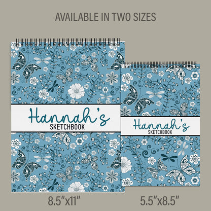 Personalized Kids Sketchbook - Custom Drawing Pad with Butterfly Art Pad & Name