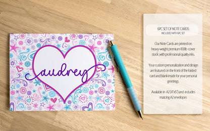 Personalized Stationery Set - Premium Letter Writing Sets with Glitter Ballpoint Pen & Notepad