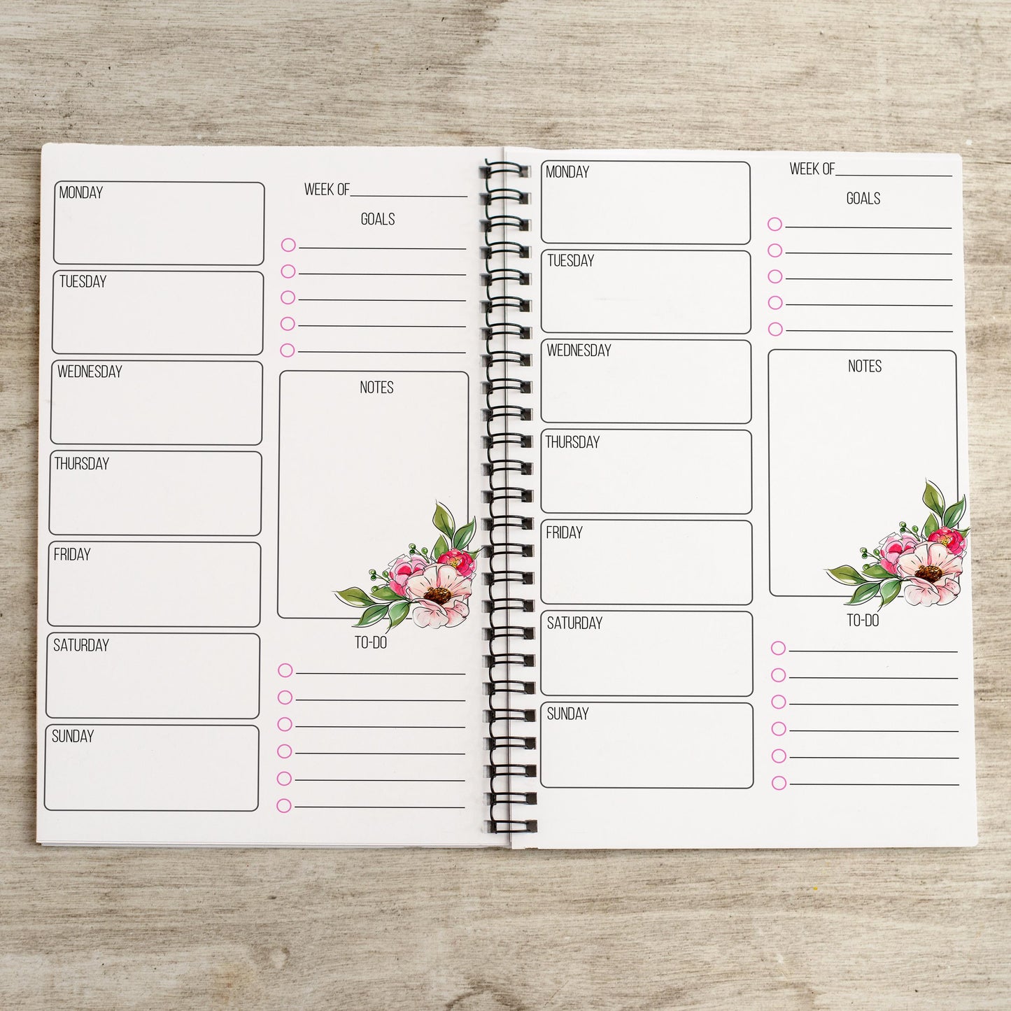 Personalized Weekly Planner | Boho Floral Spiral Bound Notebook With Name & Gift