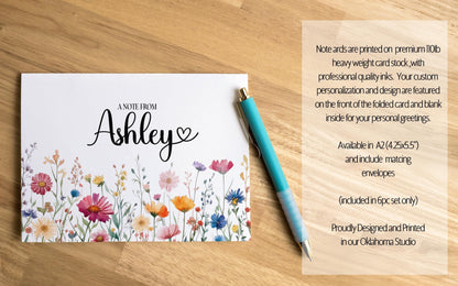 Personalized Stationery Set - Floral Stationery Kit With Spiral Notebook & Lined Writing Sheets