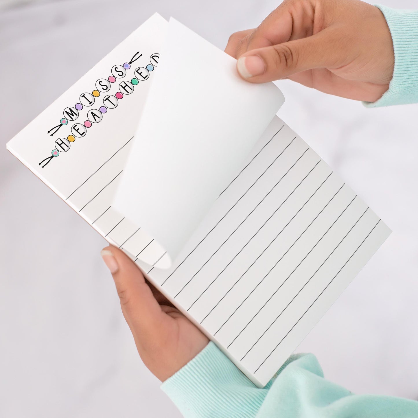 Personalized Girls Notepad – Custom Name Notepad with Kandi Bracelet Style for Back to School Gifts