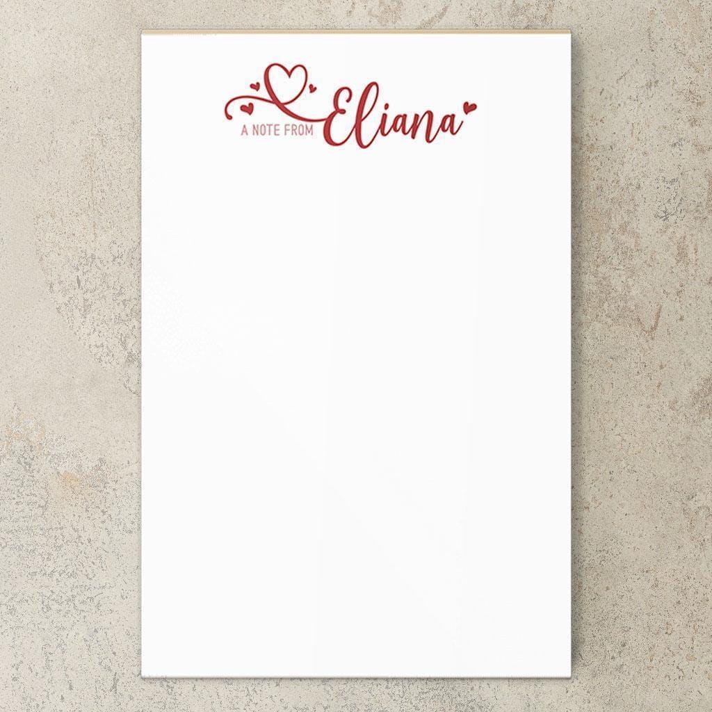 Personalized Notepad – Girls Script Heart Notepad | Custom Stationery Gift for Teacher