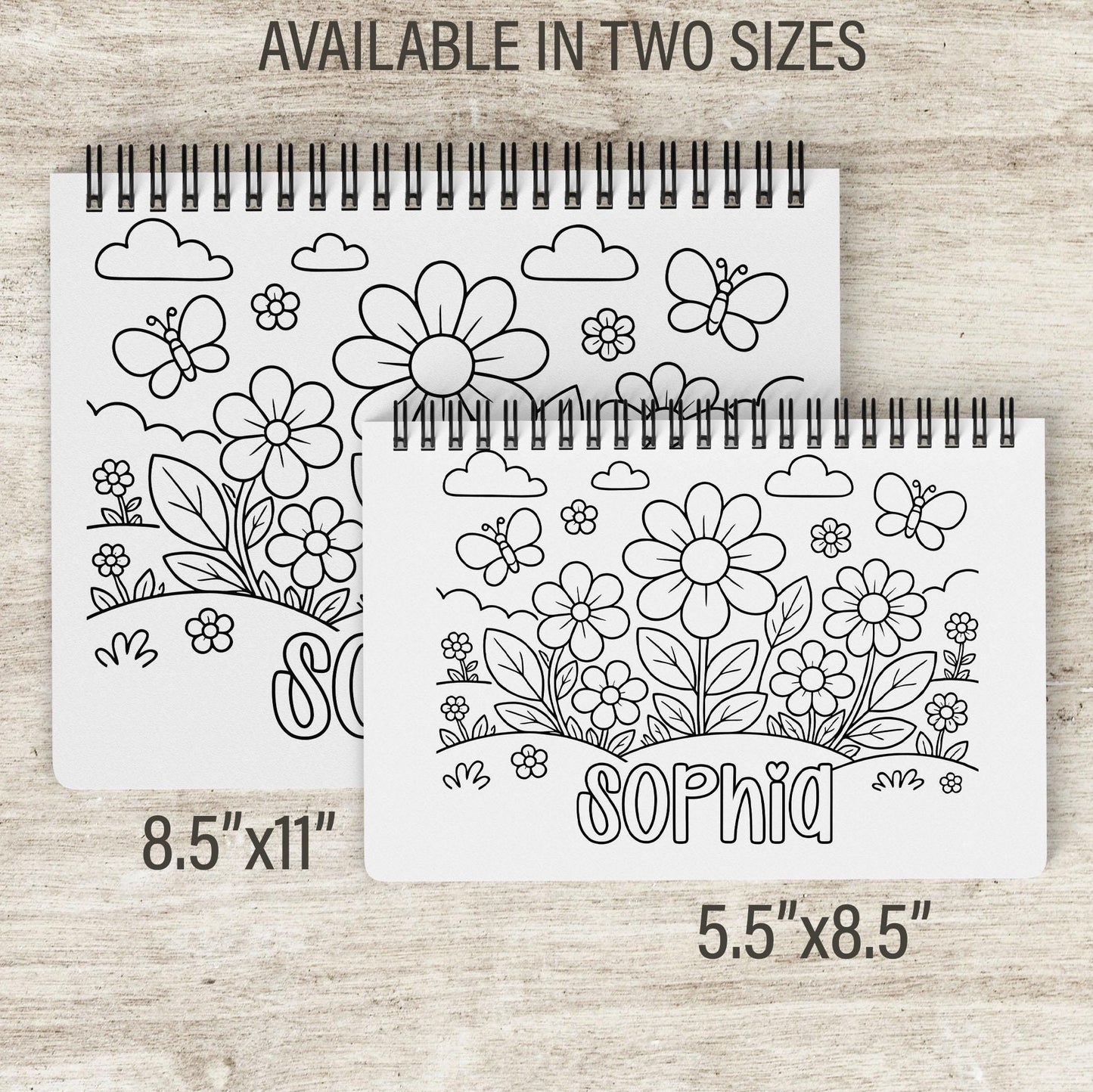 Personalized Flower Coloring Book - Custom Kids Spiral Bound Art Gift