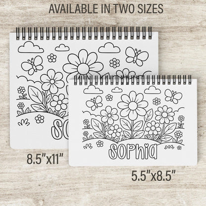 Personalized Flower Coloring Book - Custom Kids Spiral Bound Art Gift