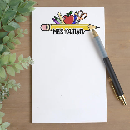Personalized Teacher Notepad - Custom Name Stationery | Classroom Notepads, Teacher Pencil Notes