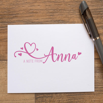 Personalized Note Cards - Custom Stationery Set with Heart Folded Thank You Cards & Envelopes