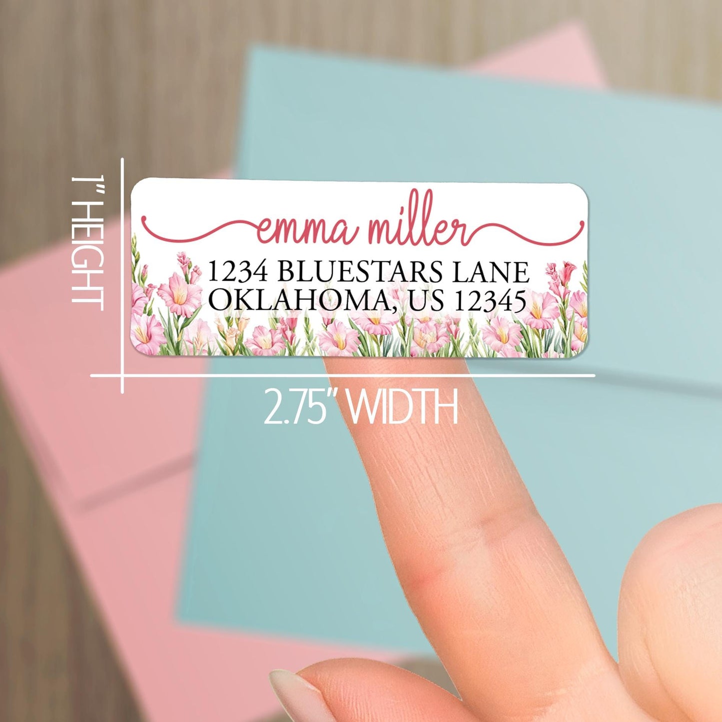 Custom Address Labels - Personalized Pink Gladiolus Floral Return Stickers