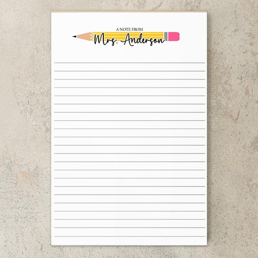 Personalized Teacher Notepad - Custom Name Stationery | Classroom Notepads Gift