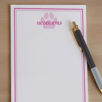 Personalized Paw Print Notepad - Custom Name Stationery | Pet Groomer Gift Idea