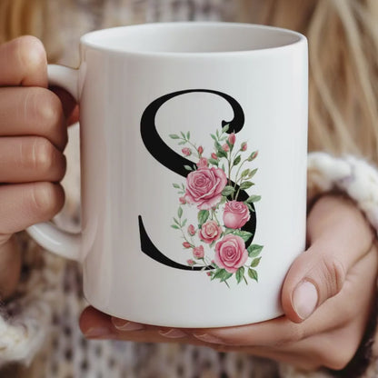 Custom Birth Flower Mug - Personalized Monogram Initial Coffee Cup | Birth Month Gift