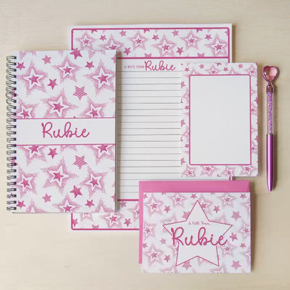 Personalized Stationery Set - Girls Star Letter Writing Paper & Notecard Envelopes