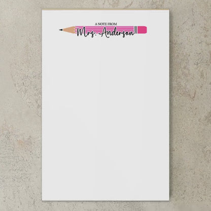 Personalized Teacher Notepad - Colorful Teacher Stationery, Custom Name Classroom Notepads Gift