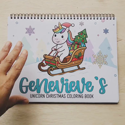 Personalized Unicorn Coloring Book, Christmas Advent 11x8.5" Spiral