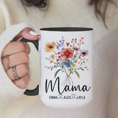 Personalized Mama Mug - Custom Name Wildflower Coffee Cup | Gift For Mom