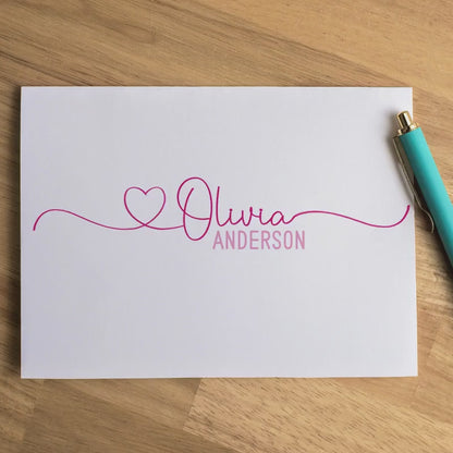 Personalized Note Cards – Custom Notecards with Envelopes | Script Stationery Set