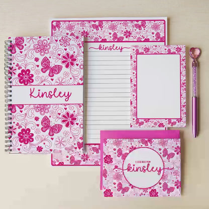 Personalized Stationery Set - Girls Butterfly Letter Writing Set with Notebook & Pen