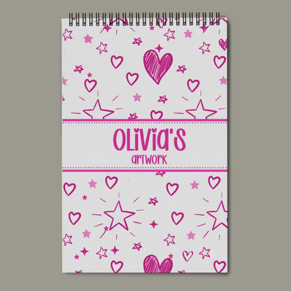 Personalized Sketchbook Girls – Custom Name Drawing Journal | Spiral Bound Art Pad