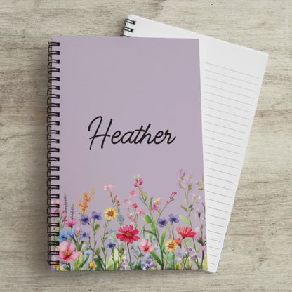 Personalized Spiral Notebook - Custom Wildflower Journal With 100 Pages, Floral Sketchbook Gift