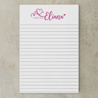 Personalized Notepad – Girls Script Heart Notepad | Custom Stationery Gift for Teacher