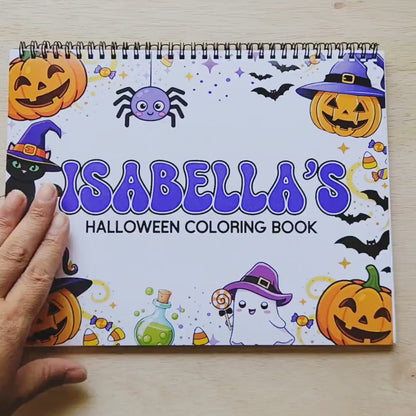 personalized halloween coloring book, Kid 11x8.5 Spiral 50pg Fun