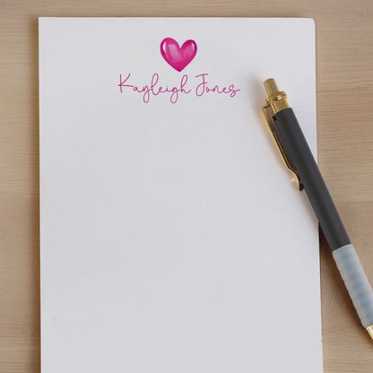 Personalized Notepad – Custom Monogram Notepad with Heart Script Stationery