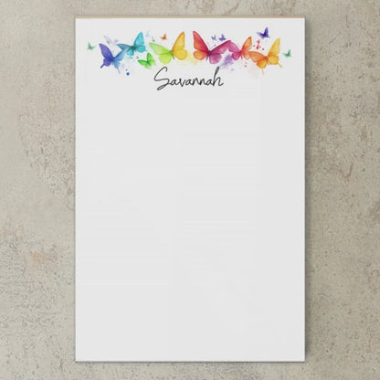 Personalized Notepad - Custom Rainbow Butterfly Notepads | Office Memo Pad Gift